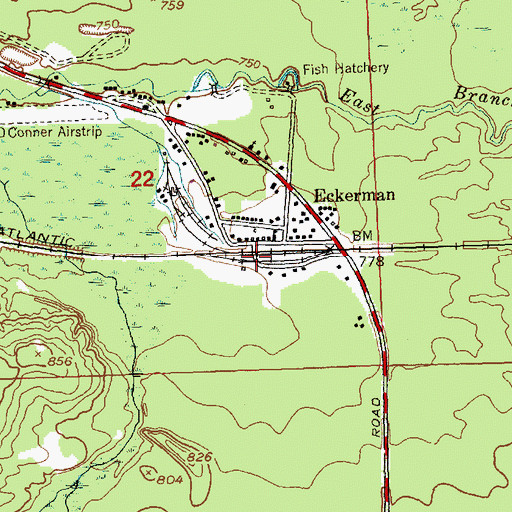 Topographic Map of Eckerman Station (historical), MI