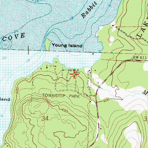 Topographic Map of Drummond Township Park, MI