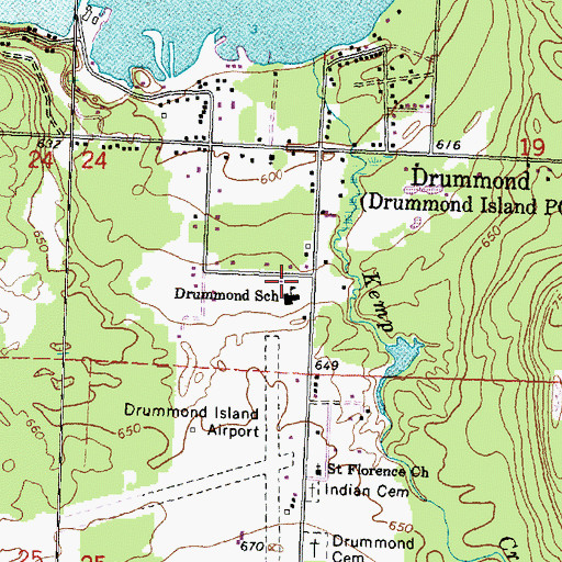 Topographic Map of Drummond Island Volunteer Fire and Rescue, MI