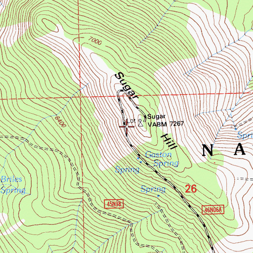 Topographic Map of Sugar Hill, CA
