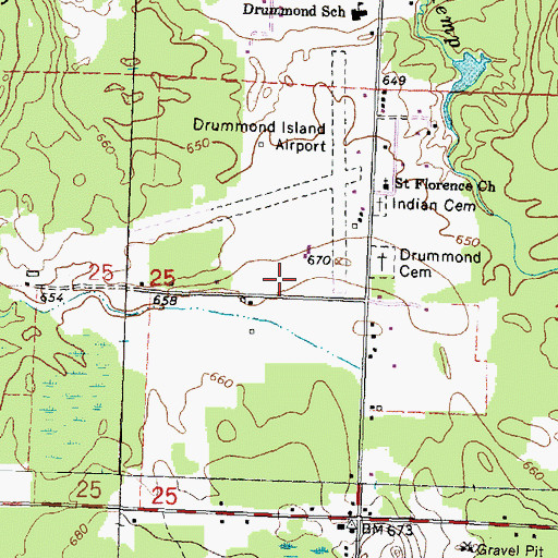 Topographic Map of Drummond Island Golf Club, MI