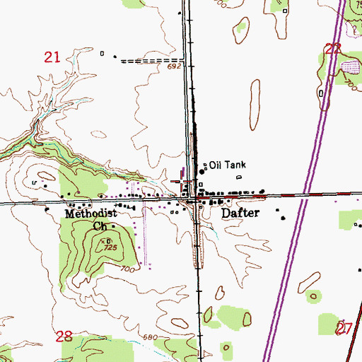 Topographic Map of Dafter Station, MI