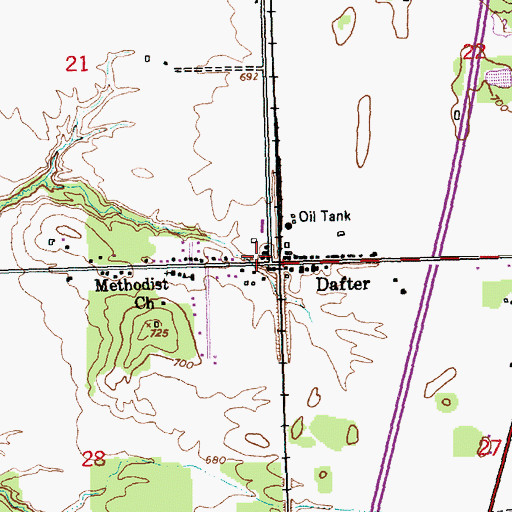 Topographic Map of Dafter Post Office, MI