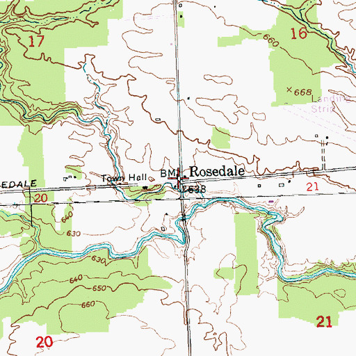 Topographic Map of Rosedale Community Church, MI