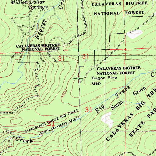 Topographic Map of Sugar Pine Gap, CA