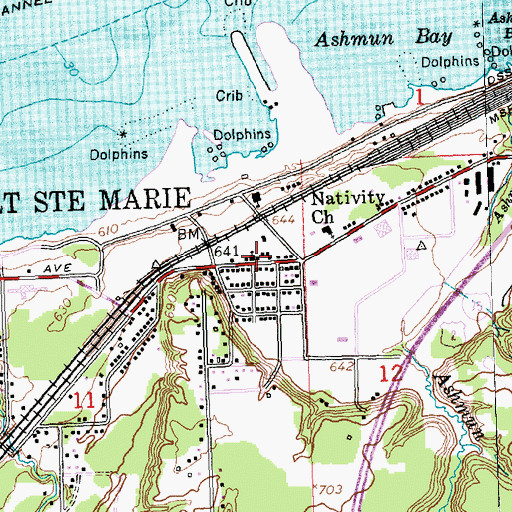 Topographic Map of Algonquin United Methodist Church, MI