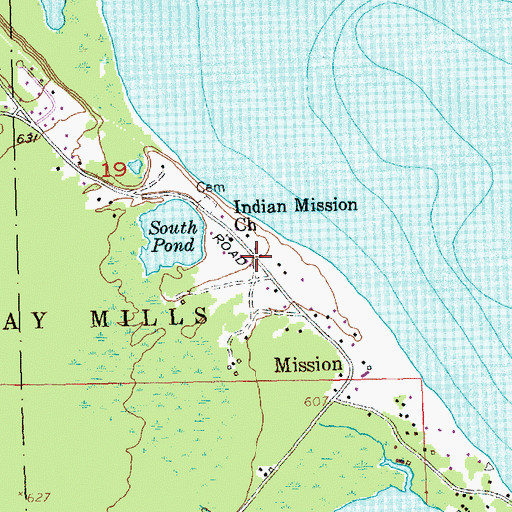 Topographic Map of Bay Mills Charter School, MI