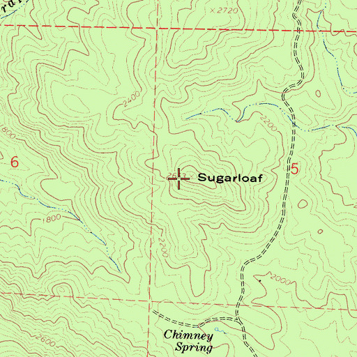 Topographic Map of Sugarloaf, CA