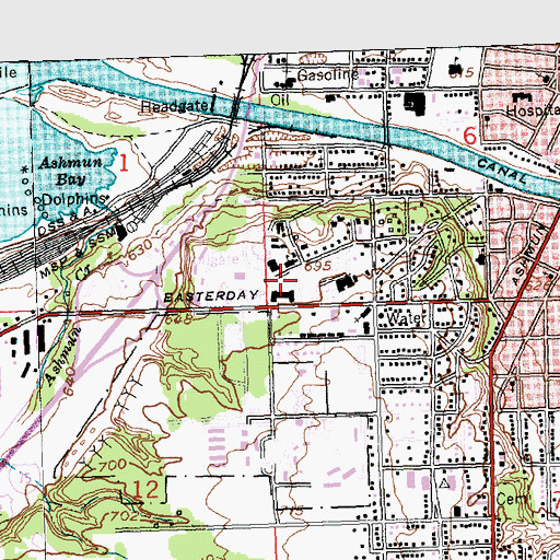 Topographic Map of Lake Superior State College Historical Marker, MI