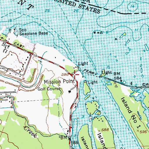 Topographic Map of Methodist Indian Mission Historical Marker, MI