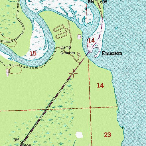 Topographic Map of Emerson Historical Marker, MI
