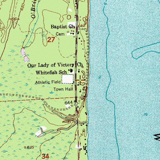 Topographic Map of Whitefish Township Historical Marker, MI