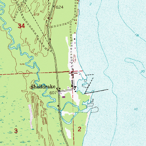 Topographic Map of Shelldrake Historical Marker (historical), MI