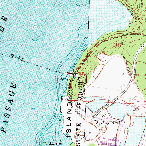 Topographic Map of Fort Drummond Historical Marker, MI