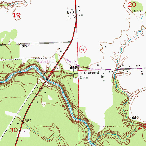 Topographic Map of South Rudyard Cemetery, MI