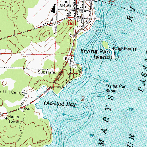 Topographic Map of Riverview Cemetery, MI