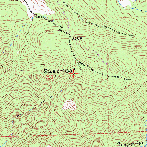 Topographic Map of Sugarloaf, CA