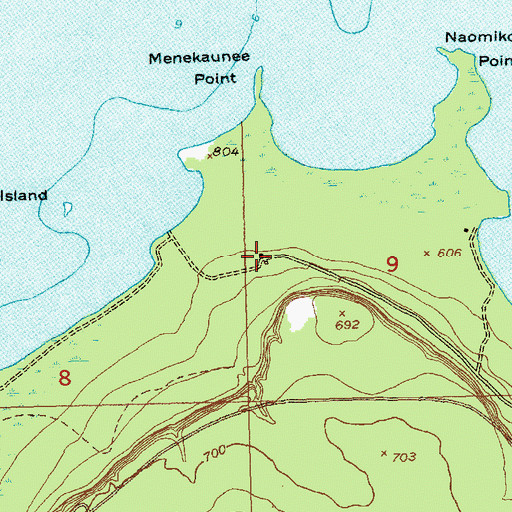 Topographic Map of Naomikong Point Cemetery, MI