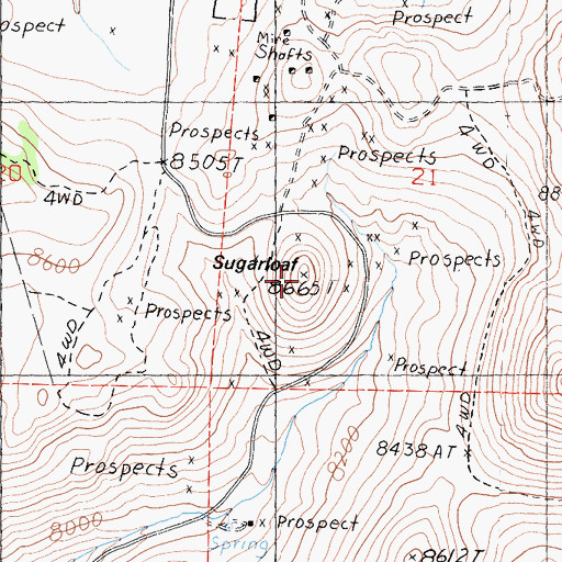 Topographic Map of Sugarloaf, CA