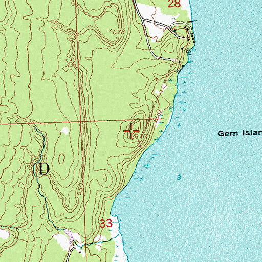 Topographic Map of Gem Island Cemetery, MI