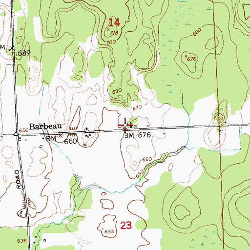 Topographic Map of Barbeau / Holy Family Catholic Cemetery, MI