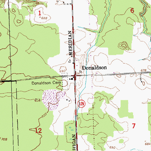 Topographic Map of Donaldson, MI