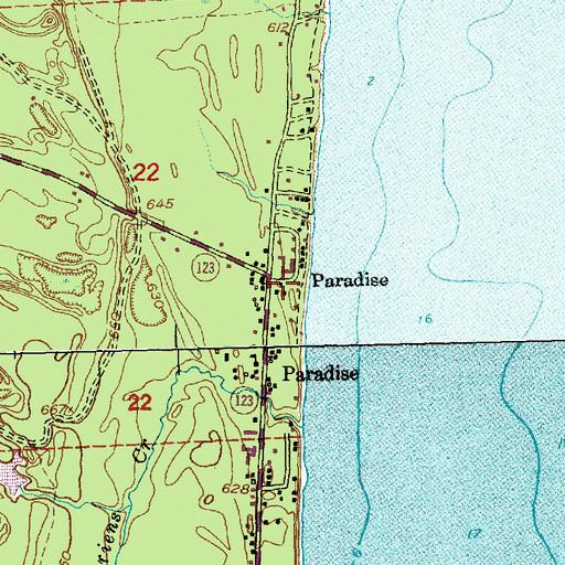 Topographic Map of Paradise Cemetery, MI