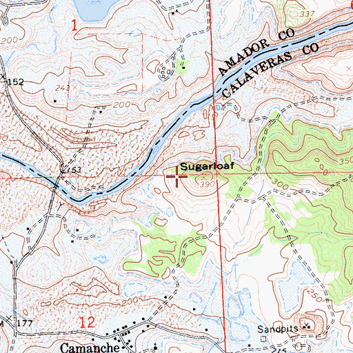 Topographic Map of Sugarloaf, CA
