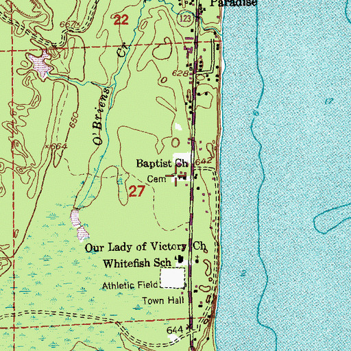 Topographic Map of Baptist Cemetery, MI