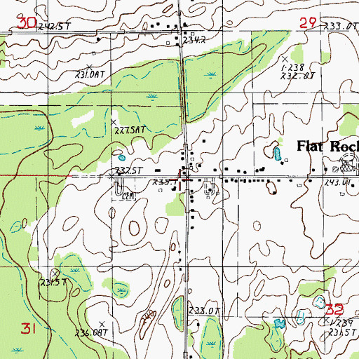 Topographic Map of Flat Rock Post Office (historical), MI