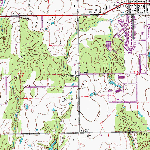 Topographic Map of Saint Johns Lutheran Cemetery, OK