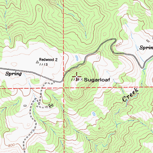 Topographic Map of Sugarloaf, CA