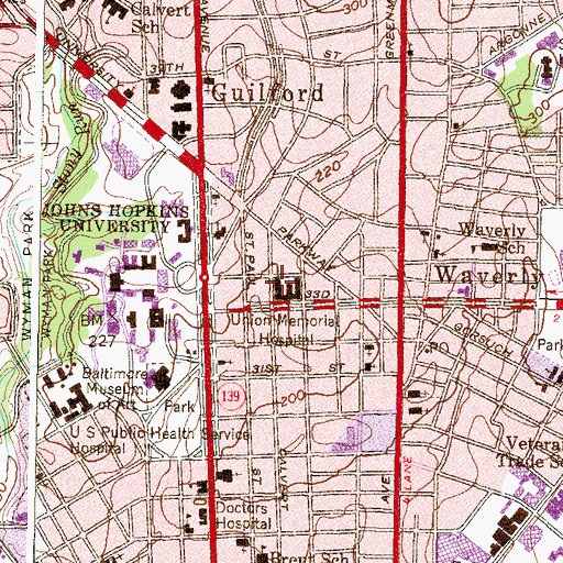 Topographic Map of Curtis National Hand Center, MD