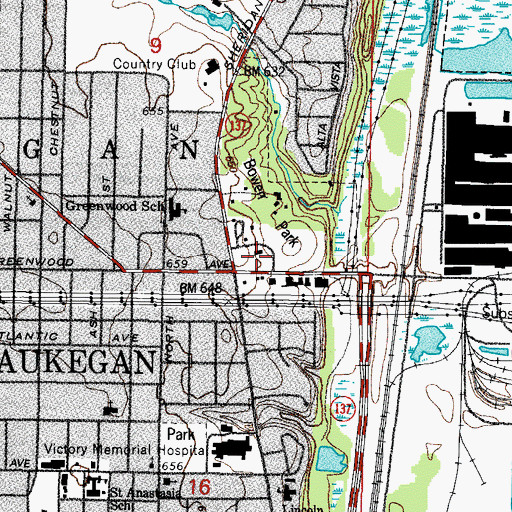Topographic Map of Waukegan Skate Park, IL
