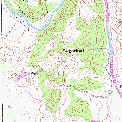 Topographic Map of Sugarloaf, CA