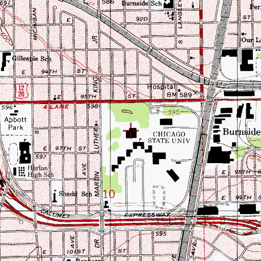 Topographic Map of Douglas Library, IL