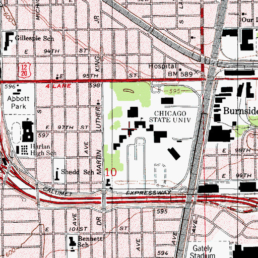 Topographic Map of Harold Washington Hall, IL