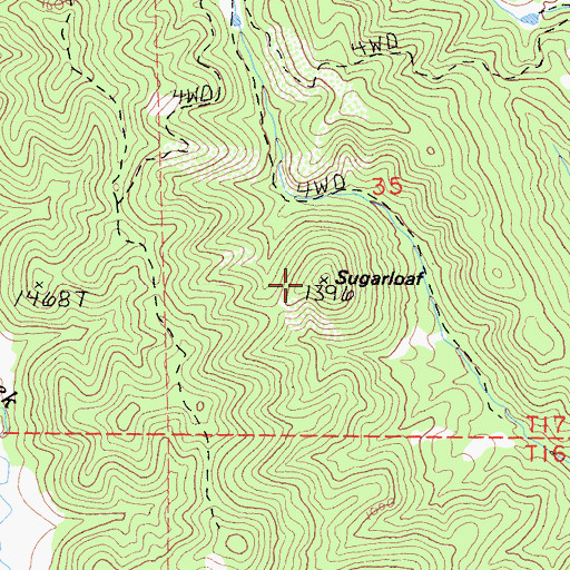 Topographic Map of Sugarloaf, CA