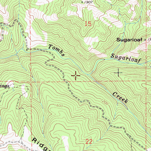 Topographic Map of Sugarloaf Creek, CA