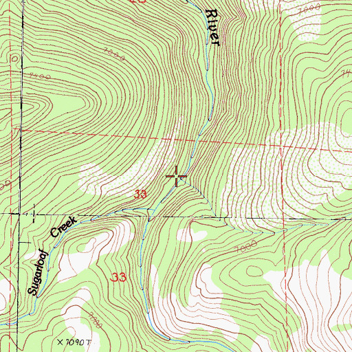 Topographic Map of Sugarloaf Creek, CA
