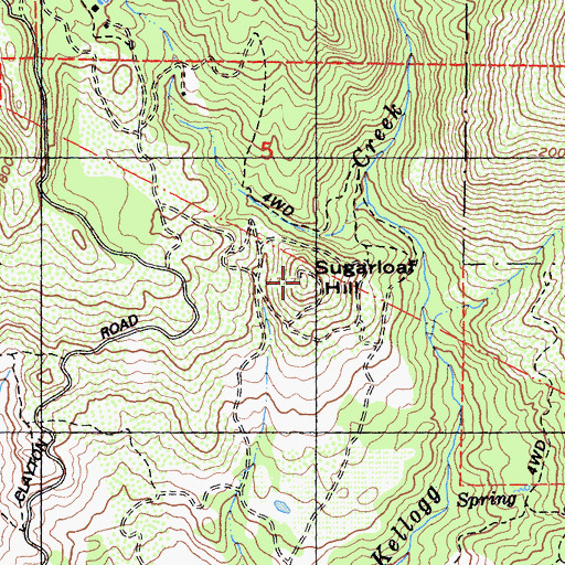 Topographic Map of Sugarloaf Hill, CA