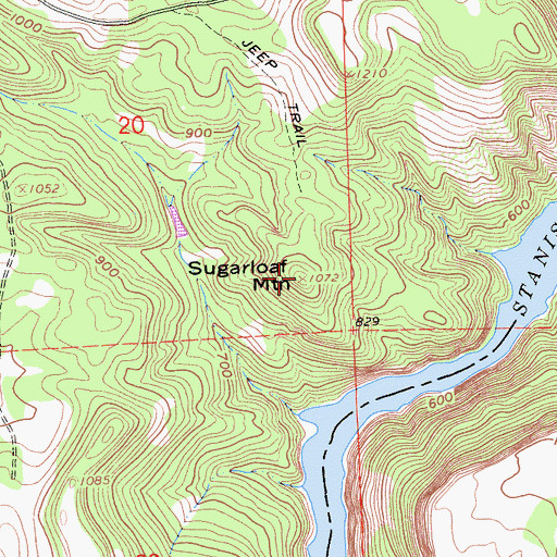 Topographic Map of Sugarloaf Mine, CA