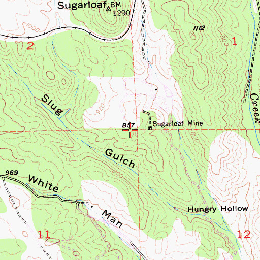 Topographic Map of Sugarloaf Mine, CA