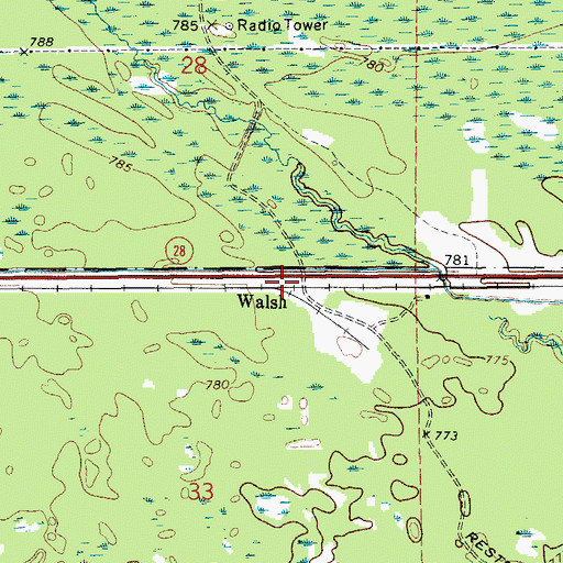 Topographic Map of Walsh Post Office (historical), MI