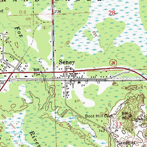 Topographic Map of Seney Post Office, MI