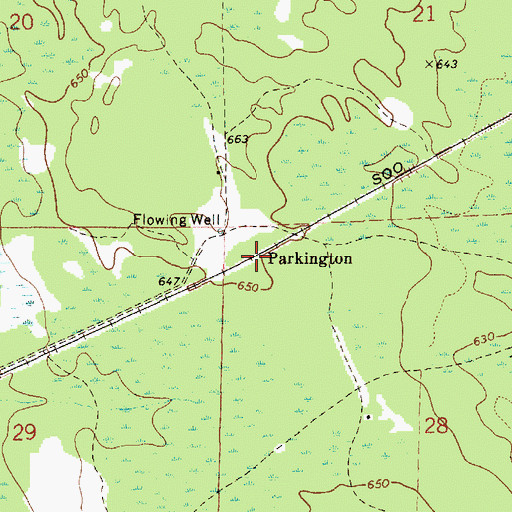 Topographic Map of Parkington Post Office (historical), MI