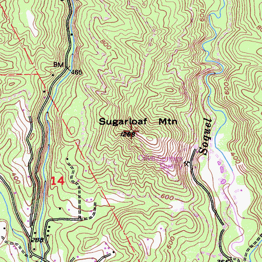 Topographic Map of Sugarloaf Mountain, CA