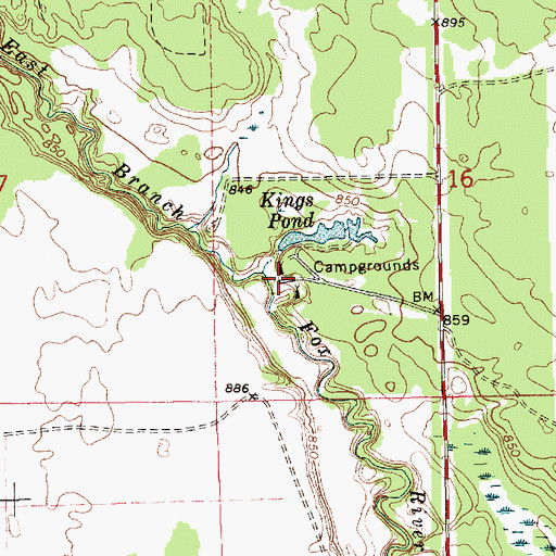 Topographic Map of East Branch Fox River State Forest Campground, MI