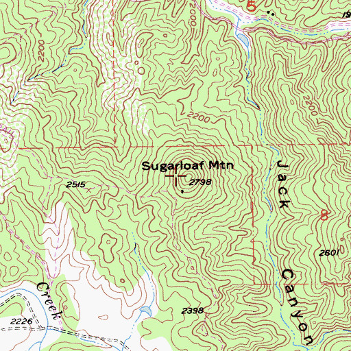 Topographic Map of Sugarloaf Mountain, CA