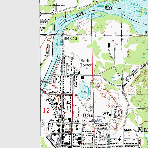 Topographic Map of Manistique City Hall, MI